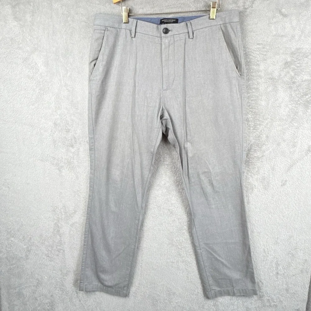 Banana Republic Kentfield Pants Men 34x30 Gray Straight Fit Cotton Office Preppy